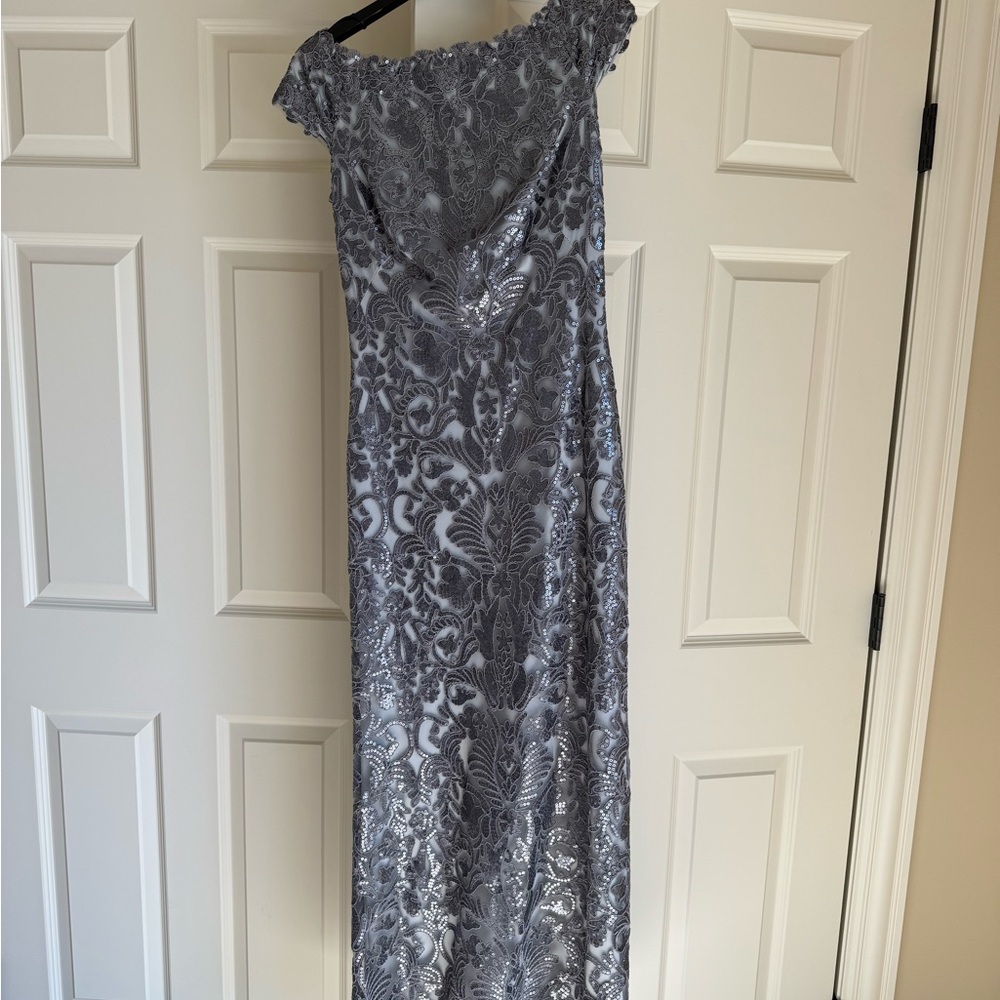 Elegant Gray Lace Gown